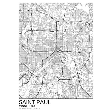 Saint Paul Minnesota Printable Map Excerpt. This Vector Streetmap