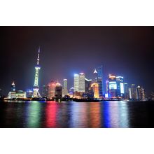 Shanghai Night Panorama Over Huangpu River Wall Mural