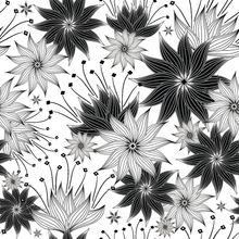 Black and White Blooms Wallpaper