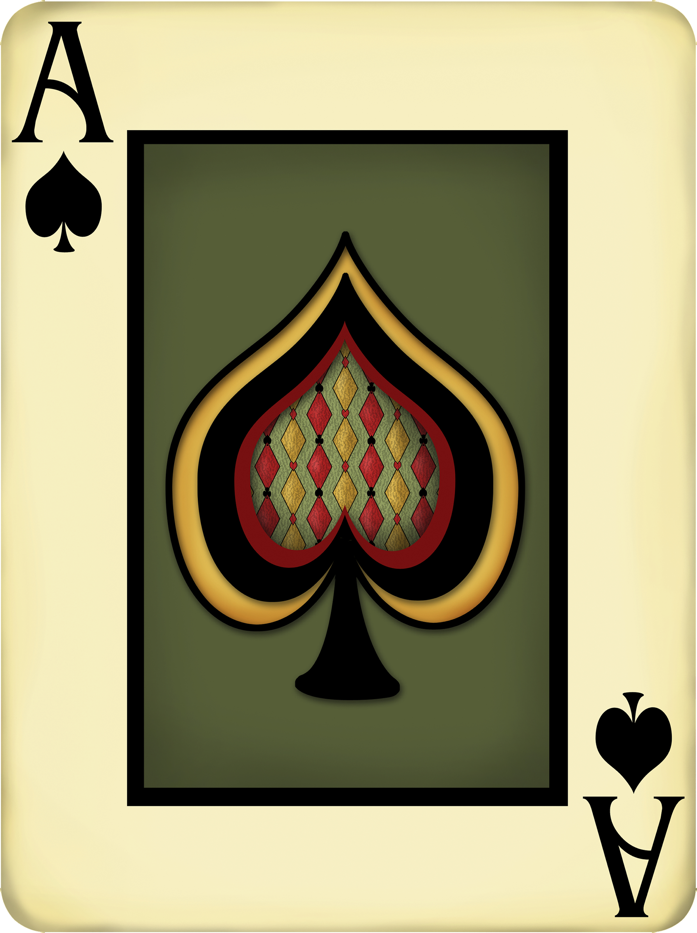 Ace of spades poker card on antique background detailed