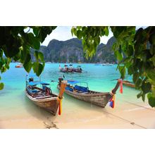 Long Tailed Boats Wall Mural