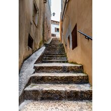 Narrow Street In The Medieval City Of Rovinj, Istria, Croatia Wall Mural