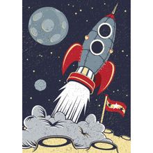 Retro Space Rocket Wall Mural