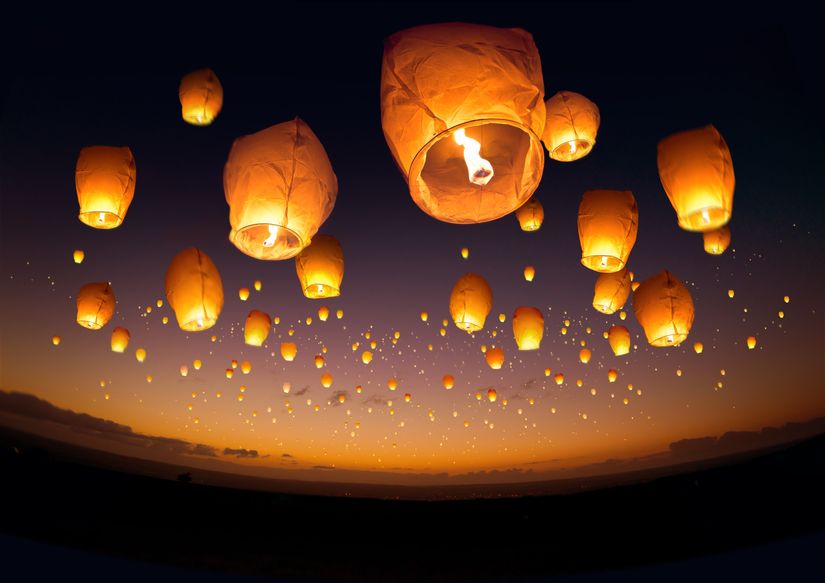 floating paper lantern