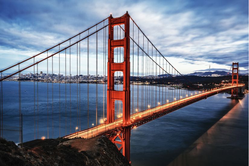 Lights Of The Golden Gate Bridge Wall Mural - Murals Your Way