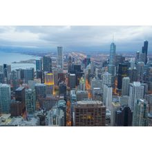 Chicago Skyline Gray Dusk Wall Mural