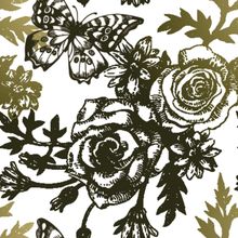 Roses and Butterfly Pattern Wallpaper