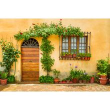 Beautiful Porch Decorated With Flowers In Italy Mural Wallpaper
