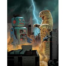 Catzilla Vs Robot Wall Mural