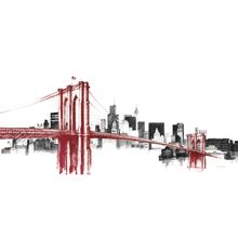 Skyline Crossing In Red Wall Mural