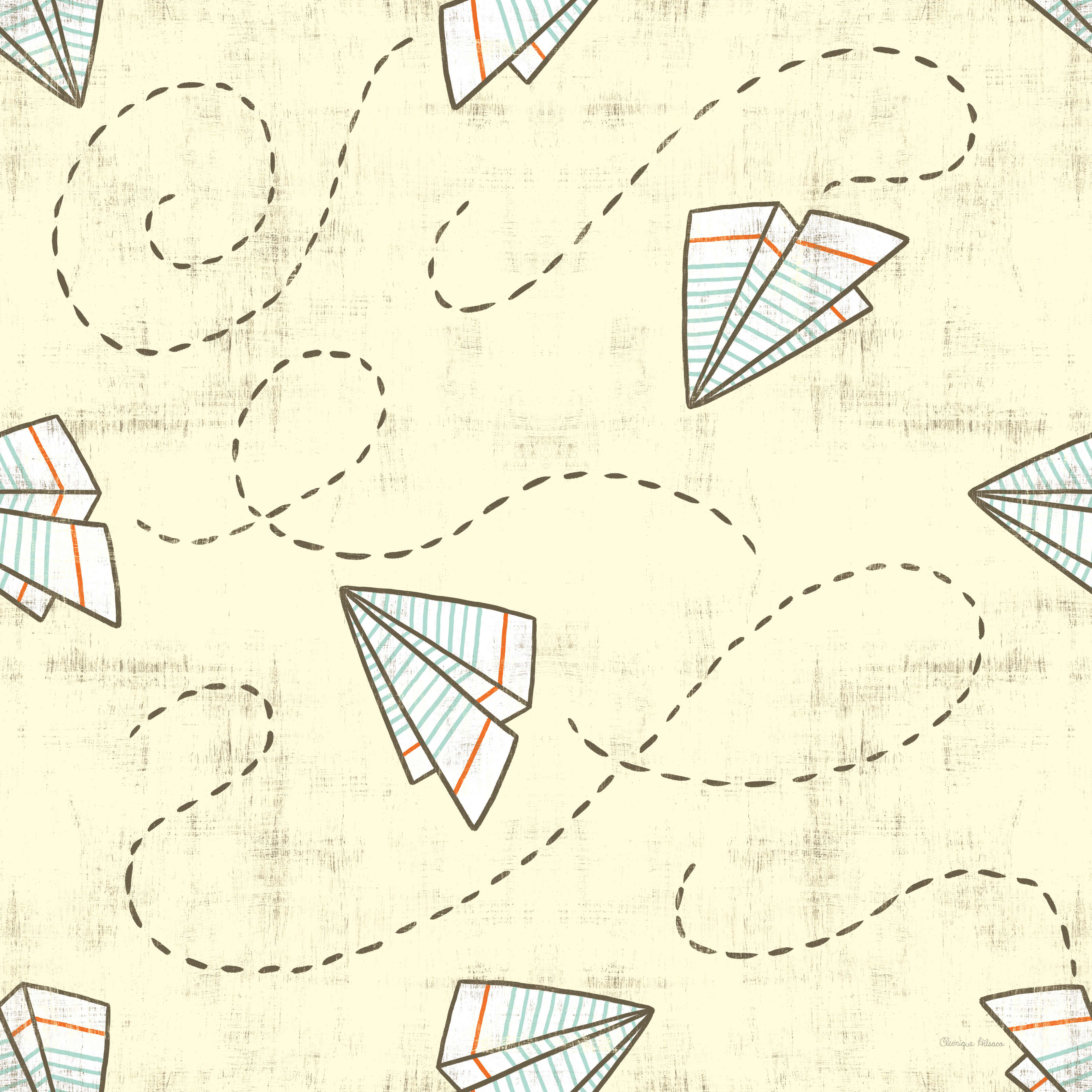 Paper Planes Pattern Wallpaper Mural - Murals Your Way