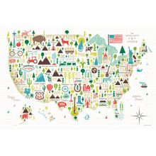 Illustrated USA Map Wall Mural