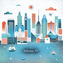 Baltimore Skyline Wall Mural
