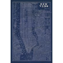 Blueprint Map Of New York Wall Mural