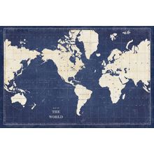 Blueprint World Map Wall Mural