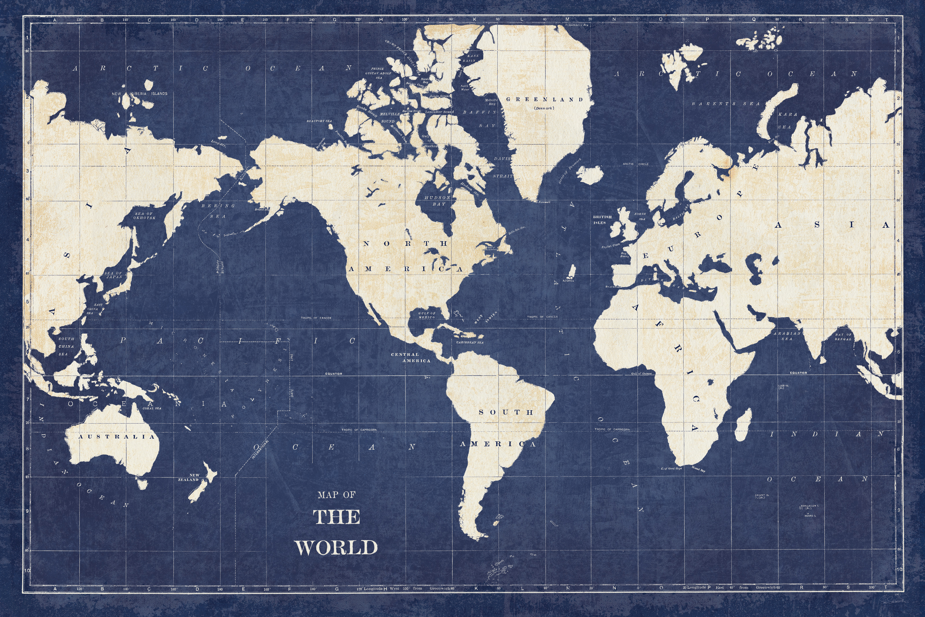 World Map Mural in Dark