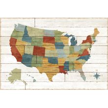 Barnboard US Map Wallpaper Mural