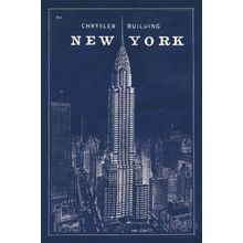 Blueprint New York Chrysler Building Wall Mural