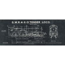 Train Blueprint III In Black Wall Mural