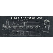 Train Blueprint II In Black Wall Mural