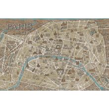 Monuments of Paris Map Wall Mural
