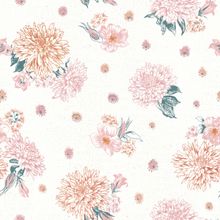 Flowers on White Pattern Wallpaper