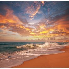 Painted Clouds Sea Sunset Wall Mural