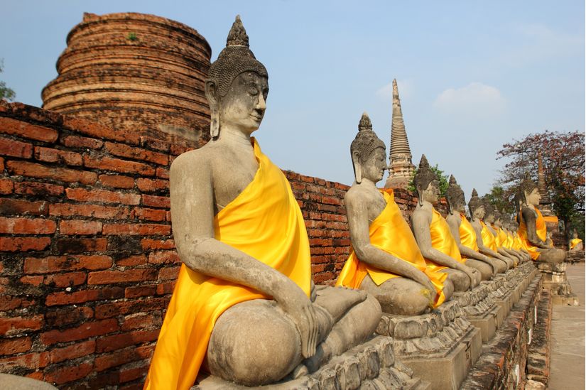 Buddha-Statues-Of-Wat-Yai-Chai-Wall-Mural