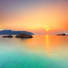 Sunset Over the Sea Wall Mural