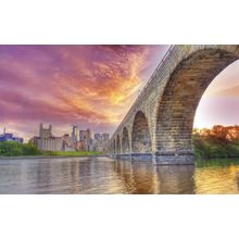 Stone Arch Bridge Sunset Wall Mural
