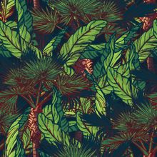 Midnight Forest Banana Leaf Wallpaper