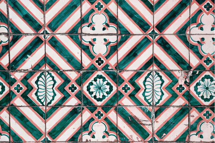 Green And Pink Tile Mural Murals Your Way