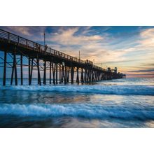 Pier And Crashing Waves Wall Mural