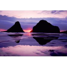 Sunset And Sea Stacks Wall Mural