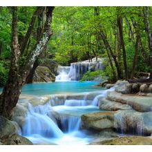 Erawan Waterfall And Stream Mural Wallpaper