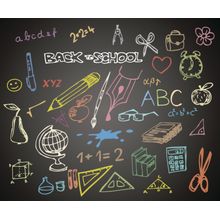 Back To School - Chalk Doodles On A Blackboard Wall Mural