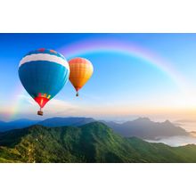 Hot-Air Balloons With Rainbow Wall Mural