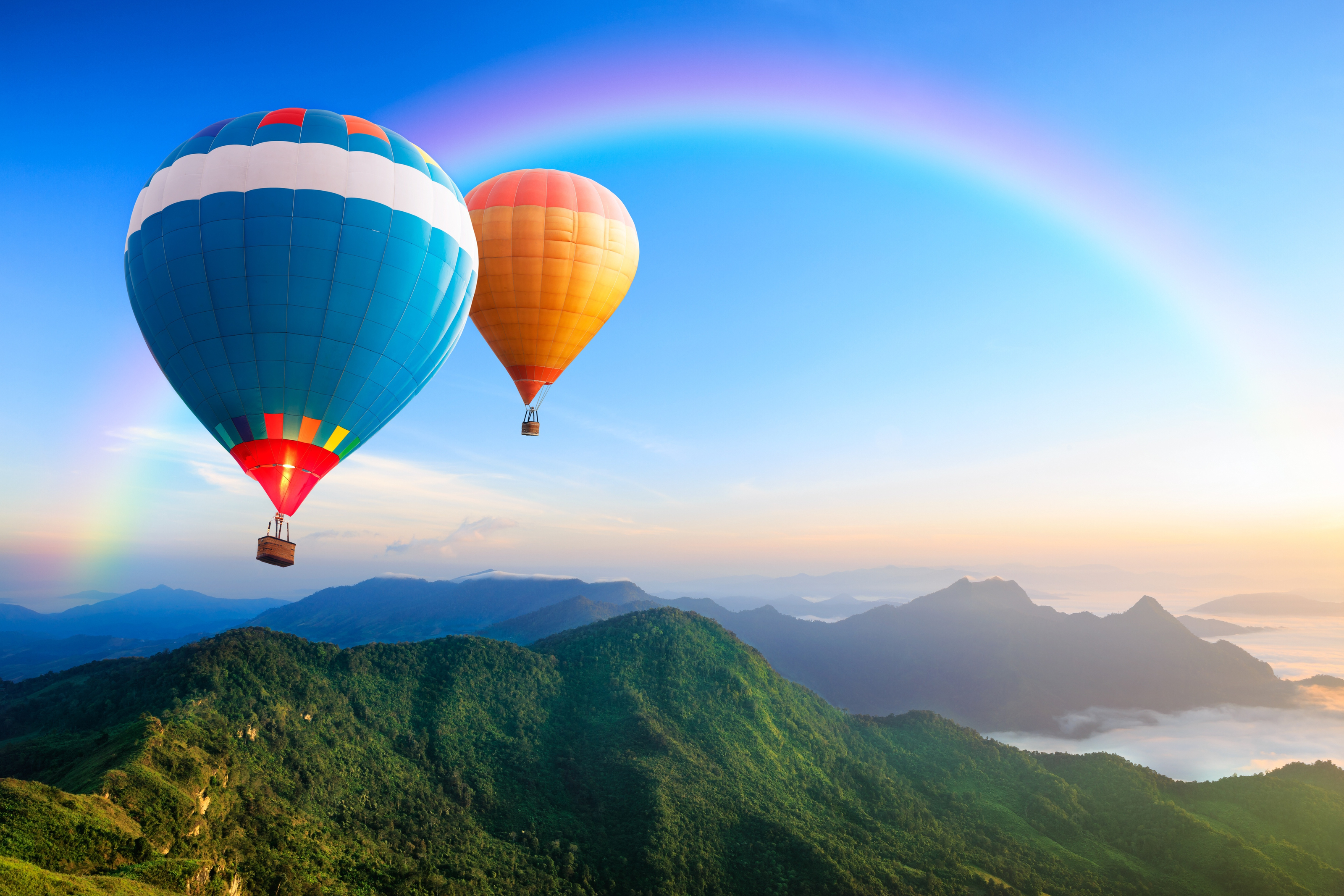 Hot-Air Balloons With Rainbow Wall Mural - Murals Your Way