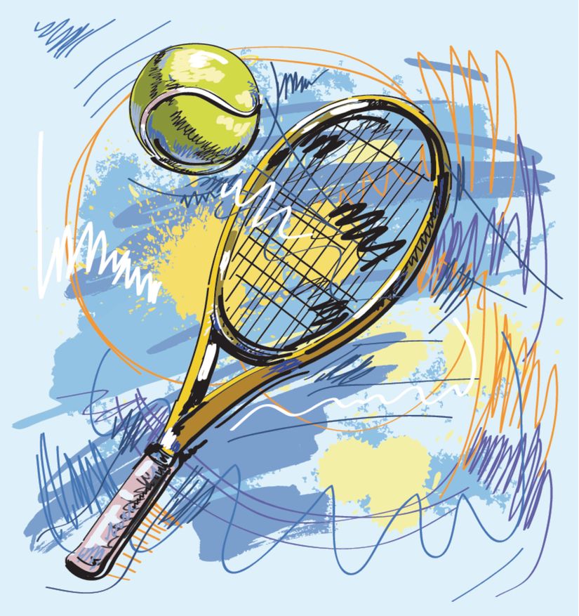 Tennis-Racket-Illustration-Wallpaper-Mural