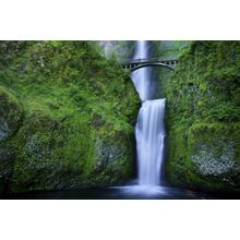 Multnomah Falls And The Foot Bridge Across Columbia River Wall Mural