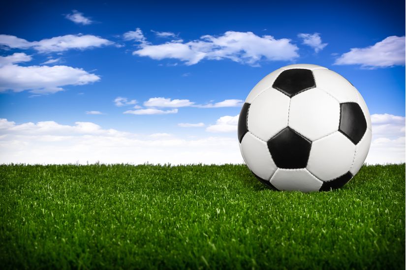 Soccer-Ball-On-Green-Field-Mural-Wallpaper