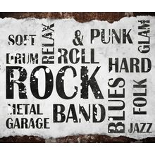 Rock Music Word Collage Mural Wallpaper