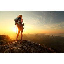 Hiker on Top of a Mountain Wall Mural