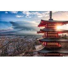 Chureito Pagoda Sunset Wall Mural