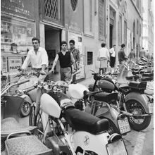 Various Scooters Parked On A Street In Rome Wall Mural