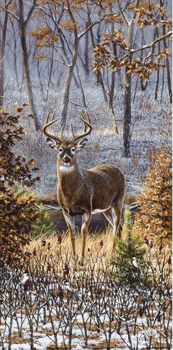 Whitetail-And-Chickadees-Wallpaper-Mural