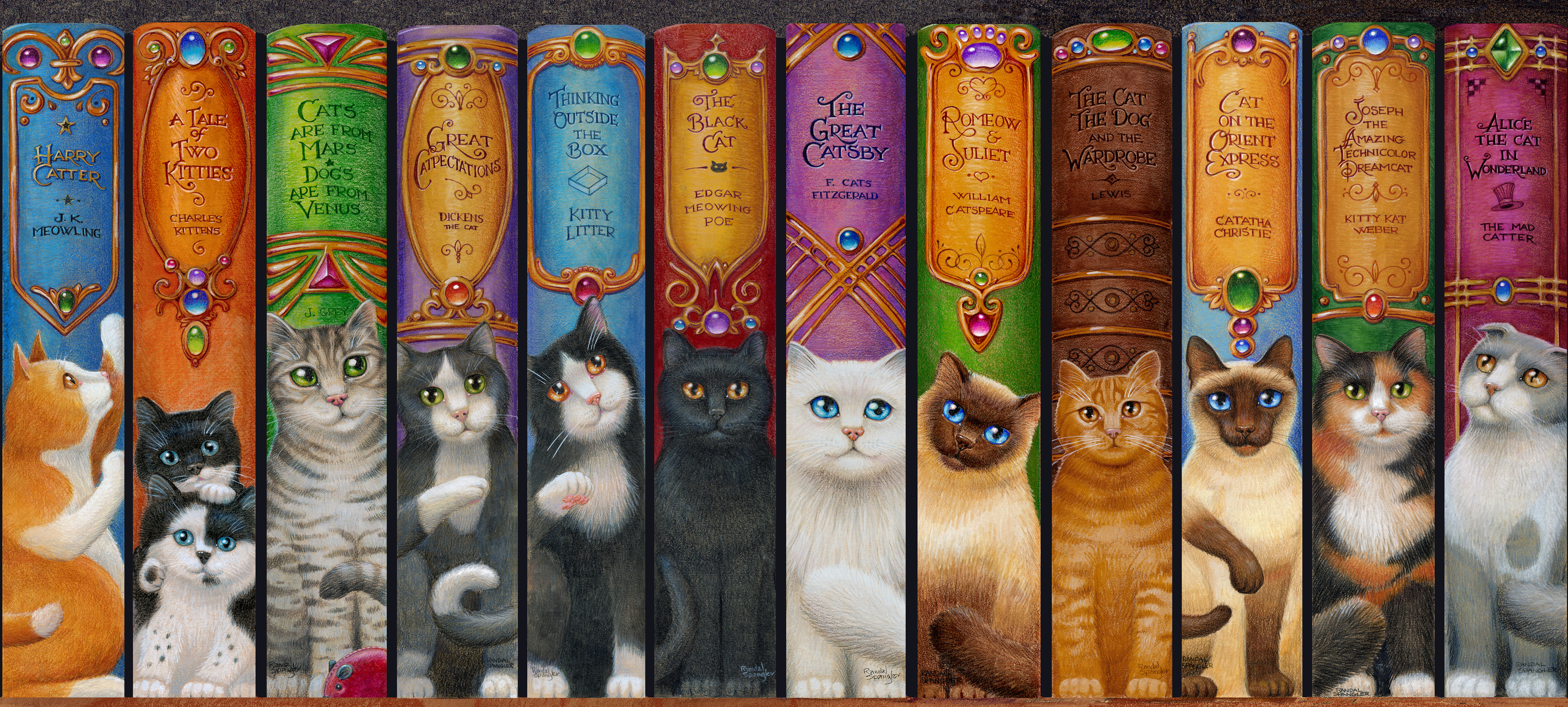Cat Shelf Wall Mural - Murals Your Way, image size:3200x1443