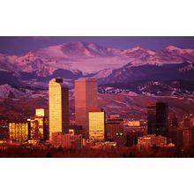 Denver And Mountains Lavender Wall Mural