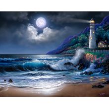 Moonlight Lighthouse Wall Mural