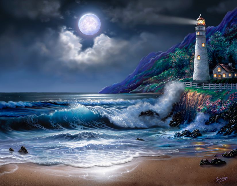 Moonlight-Lighthouse-Wall-Mural